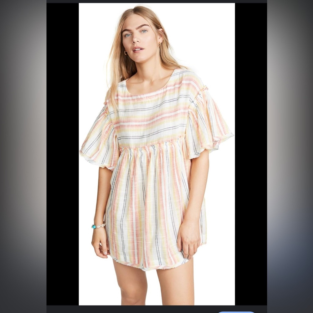 Free People Women's Summer Nights Cotton‎ Dress Yellow Combo Size Small